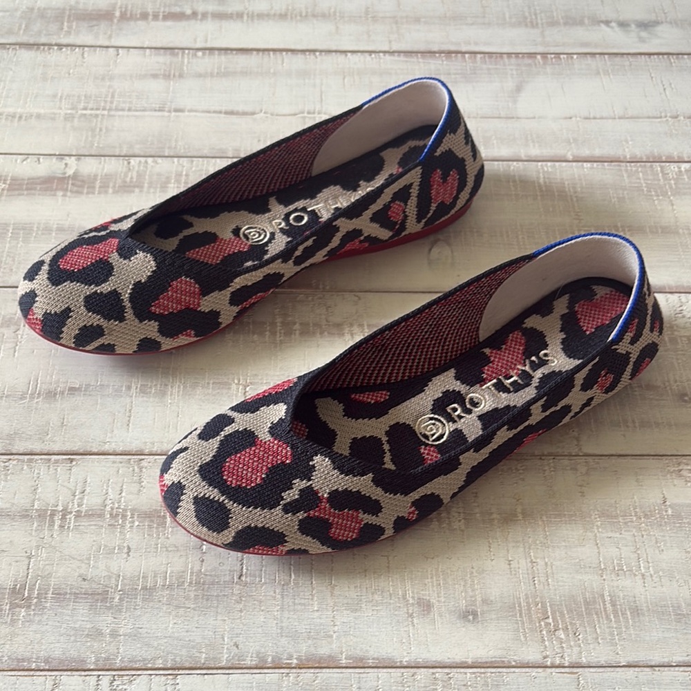 Rothy's Women's Leopard Red Cat Print Flats - Red and Black